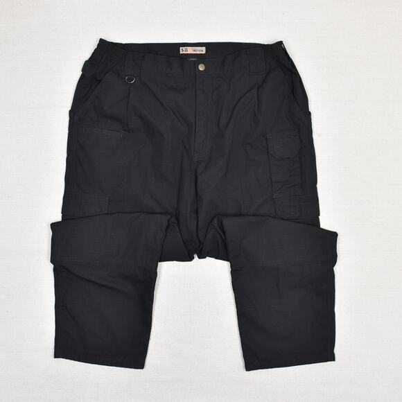 5.11 Tactical Men's Cargo Pants Cotton Blend Black Size 42x30 Stained Taclite - Picture 2 of 8